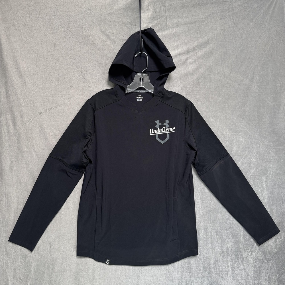 Under Armour Hoodie Mens Small Black Baseball Undr Armr‎ Logo Pullover Athletic
